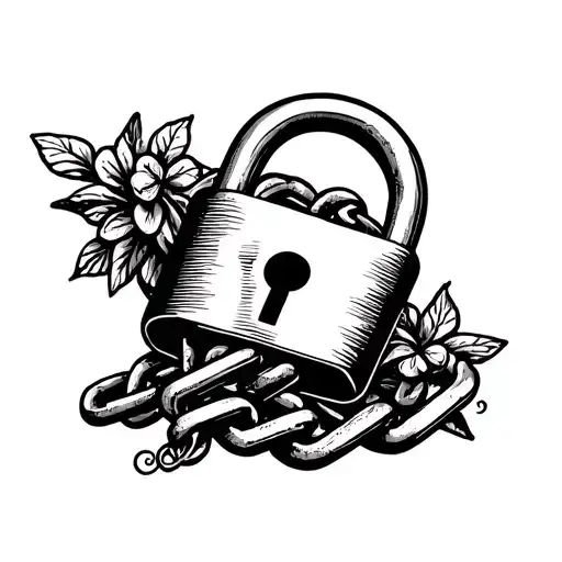 Chain With Lock Black And White