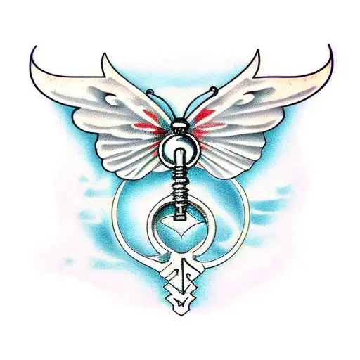 Skeleton Key With Butterfly Wings