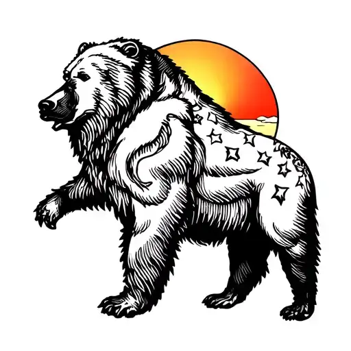 Standing Bear With Sun Setting