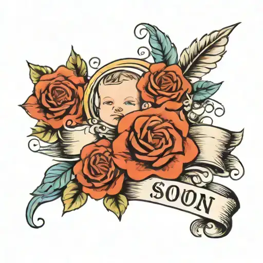 My Son's Name With Baby Decorations Together