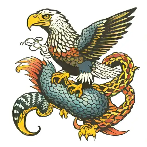 Snake Attacking An Eagle