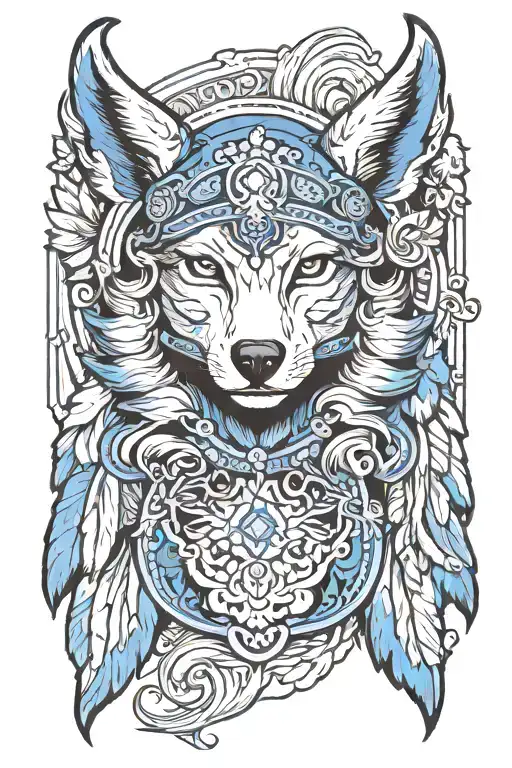 Wolf Woman Wings Blue