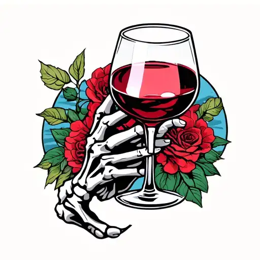 Skeleton Hand Holding Wine Glass