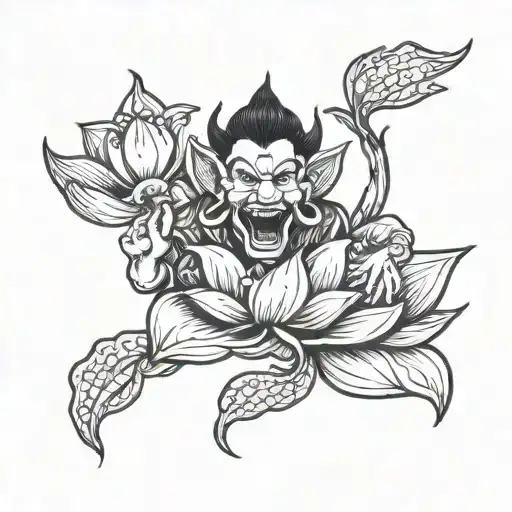 Satan Coming Out Of The Lotus Flower Growing