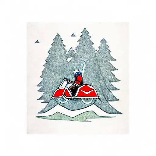 A Medieval Knight Riding A Motorcycle Through A Forest Of Trees