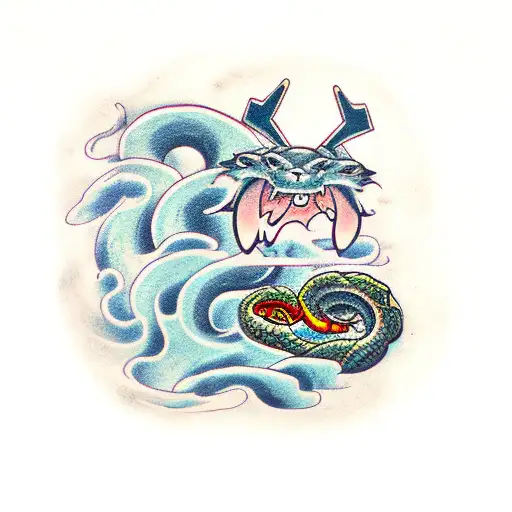 The Japanese Storm God Killing A Snake With A Sword
