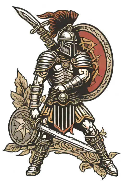Gladiator Warrior With Sword And Shield