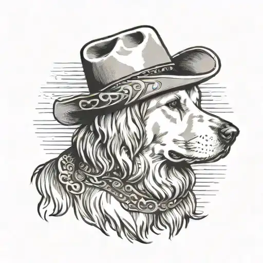 Golden Retriever Wearing A Cowboy Hat