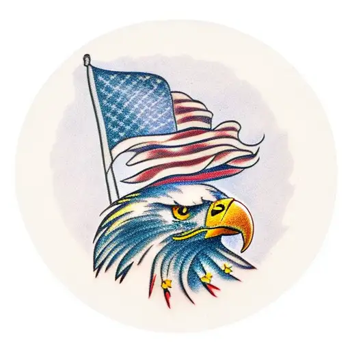 Eagle Holding An American Flag