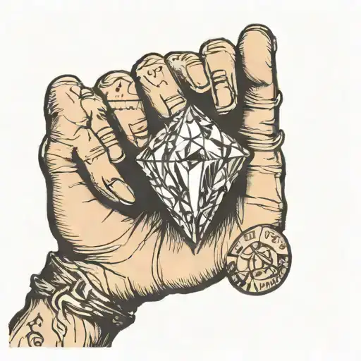 Hand Holding A Rough Diamond Between Index Finger And Thumb