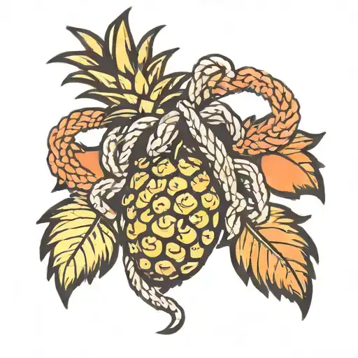 Upside Down Pineapple Cartoon Bound In Shabri Rope Tie