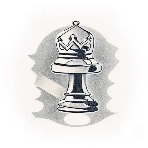 Chess Piece With A Black Belt Tied On It