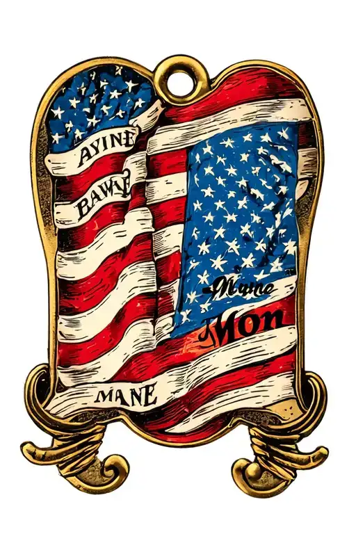 Marine Mom Dog Tags Flag