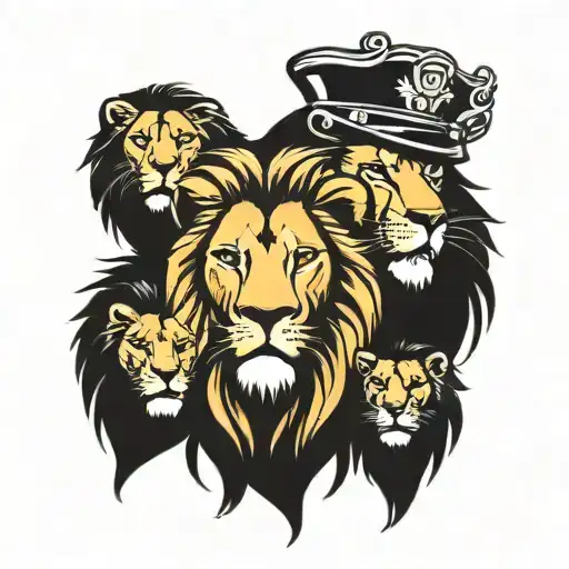 Lion Family Portrait Tattoo Design Representing Each Family