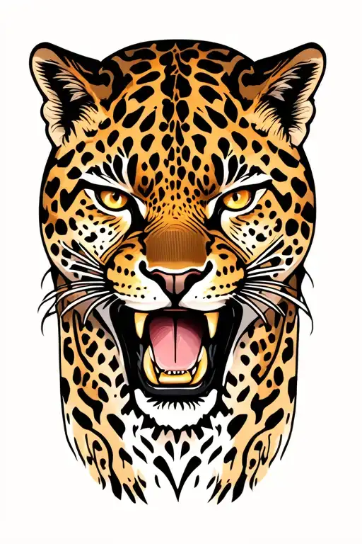 Leopard Roaring Face