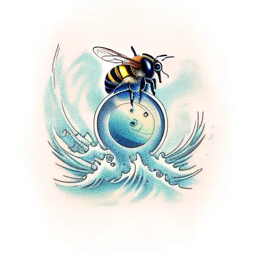 Bee With Crashing Waves Of Honey