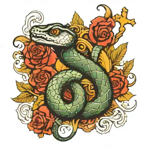 A Gothic Style Snake That Wriggles In The Shape Of A Cross