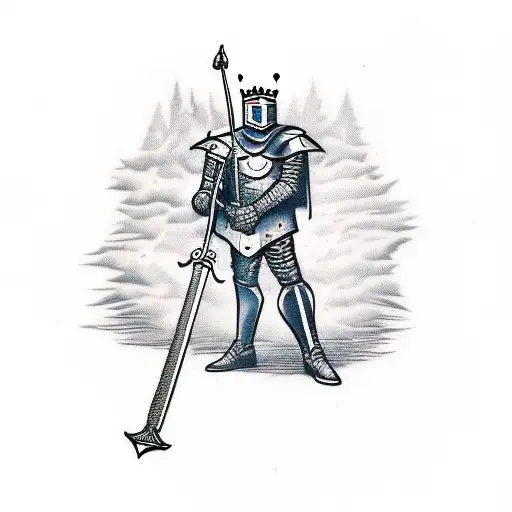 King Knight With Armor And Sword