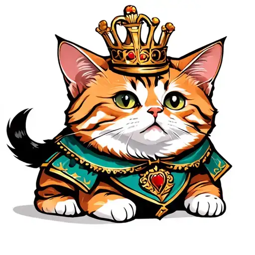 Fat Orage Cat In Royal Garb
