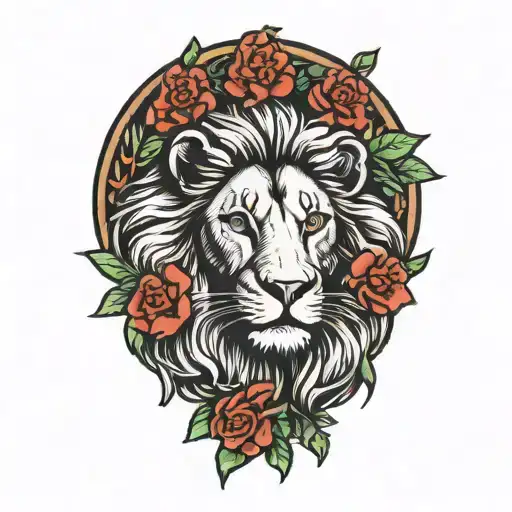 Lion Surrounded By A Wreath