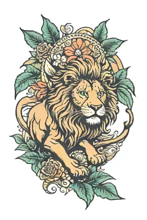 Lion And Jungle Scene