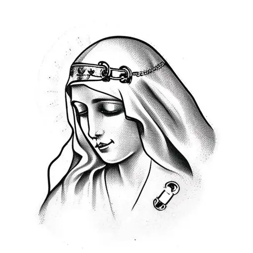 Virgin Mary With Handcuffs Around Her Hands