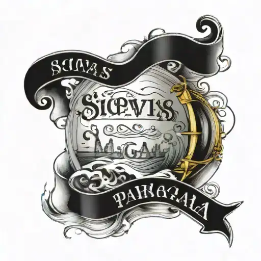 Sic Parvis Magna Writing In Waves Crashing In The Background