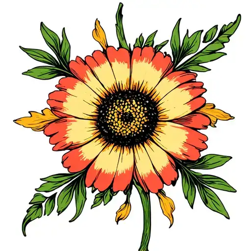 Sun Marigold Flower Cosmos Flower Intertwined