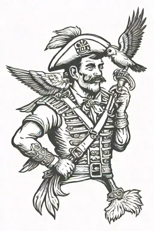 A Sailor With A Pirate Parrot On Their Shoulder Piece