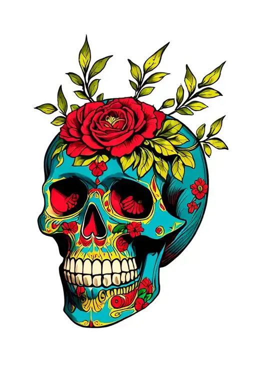 Skull Painted With Khokhloma