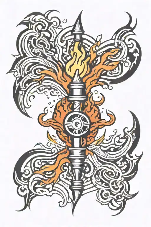 Flames Vortex With Lightning