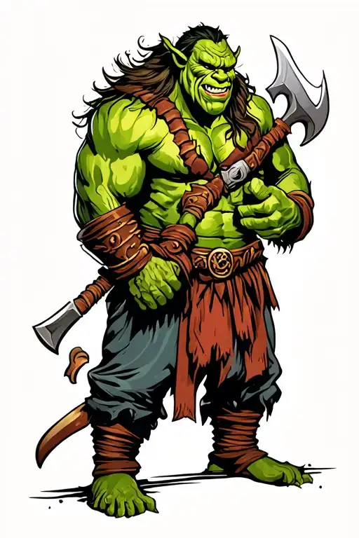 Orc Warrior Wielding Old School