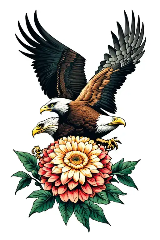 Eagle Holding Chrysanthemum