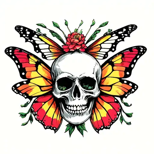 Skull And Butter Fly