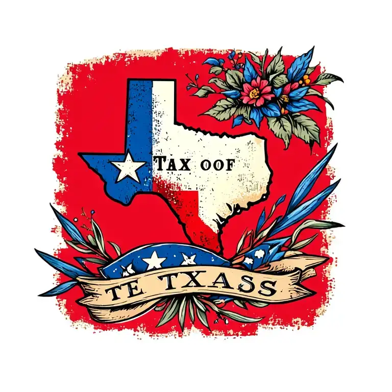 State Of Texas Outline With Blue Bonettes