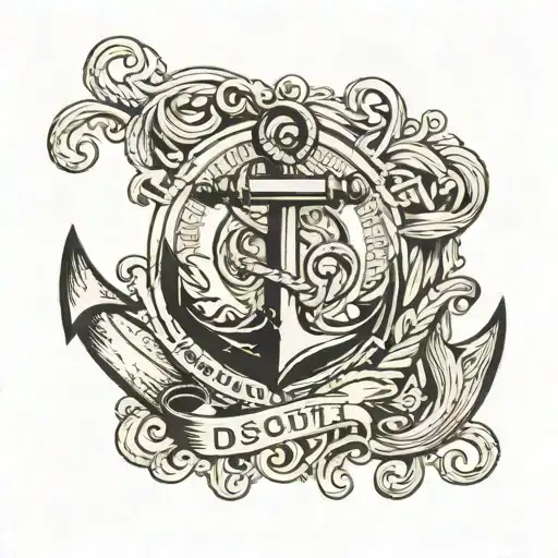 Anchor And Sea Waves With The Words Do South