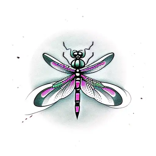 Grey And Pink Dragonfly