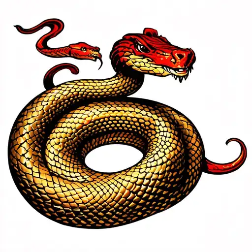 Red And Gold Snake In Shape Of S