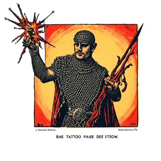 Man In Chain Mail Costume Creating Dark Magic