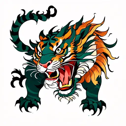 Asian Dragon Fighting Tiger