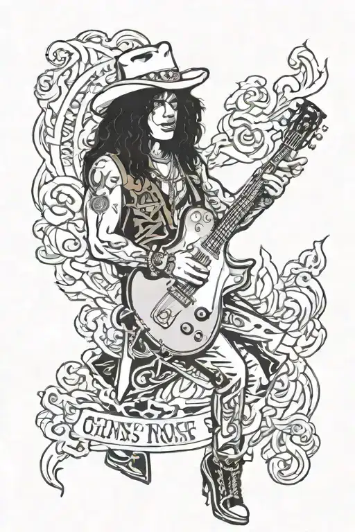 Guns N' Roses Slash Playing A Guitar On Fire