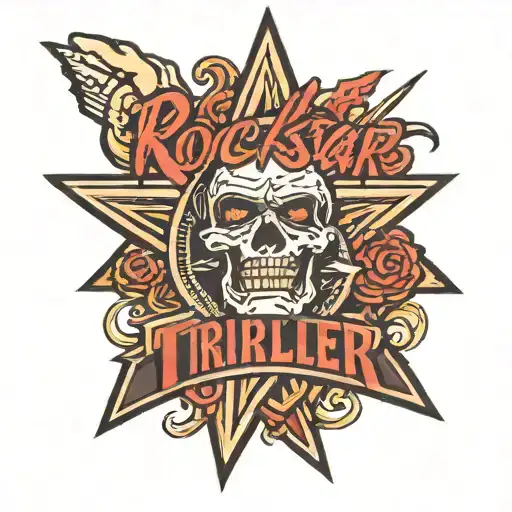 Thriller Font 'Rockstar' Word Tattoo In Bold With Red Undertone