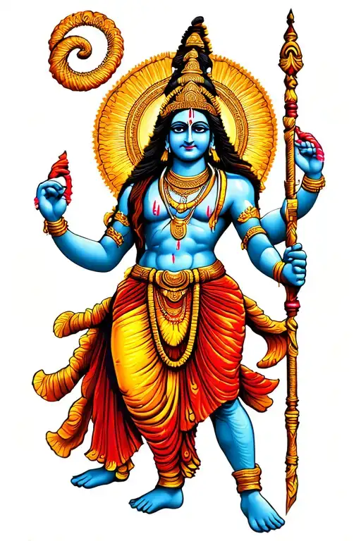 Hindu God Shiva Spiral Arms Holding Staff