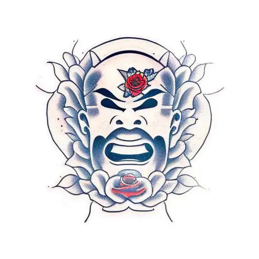 Samurai Mask Whit Roses