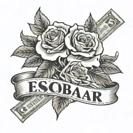 Escobar Name With Roses And Money In The Background