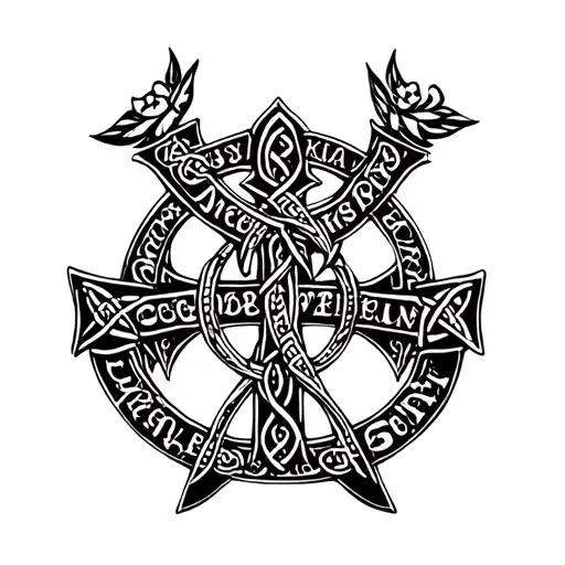 Celtic Cross Intertwined With Names