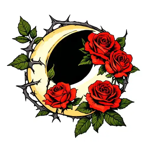Roses And Thorns With Moon