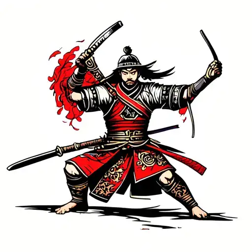 Samurai Warrior Battling