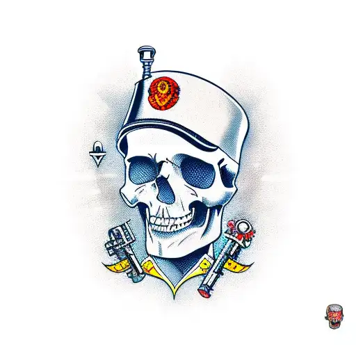 Skull With Cigar Pipe