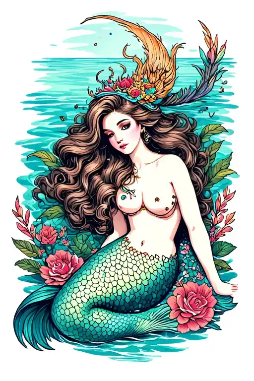 Mermaid Girl Lounging